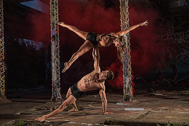 Two acrobats in a partner balance